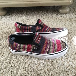 Multicolored slip-on vans